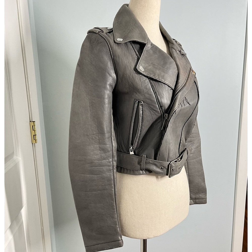 Maje 100% genuine leather motorcycle biker jacket size 36 - Picture 8 of 16